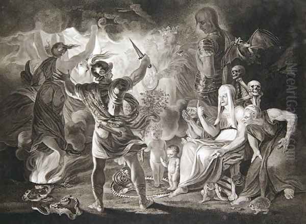 Macbeth, the Three Witches and Hecate in Act IV, Scene I of 'Macbeth' Oil Painting by John Boydel