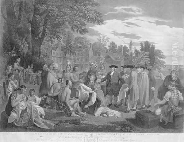 William Penn's treaty with the Indians, when he founded the province of Pennsylvania in North America, 1681, 1775 Oil Painting by John Boydel