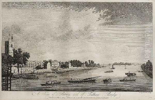 A view of Putney, took of Fulham Bridge 1780 Oil Painting by John Boydel