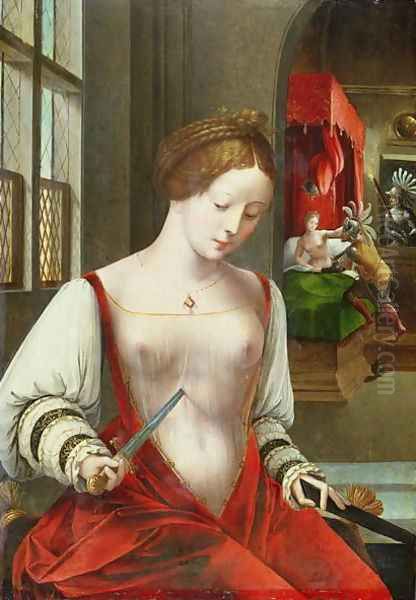 Lucretia, first wife of Lucius Colatinus Tarquinius Oil Painting by Ambrosius Benson