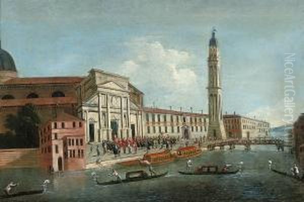 The Church Of San Pietro Di Castello, Venice, With The Arrival Ofthe Patriarch Oil Painting by Gabriele Bella