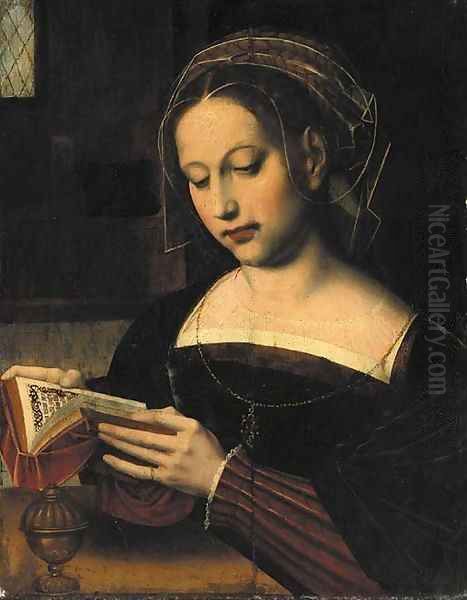 Saint Mary Magdalen reading Oil Painting by Ambrosius Benson