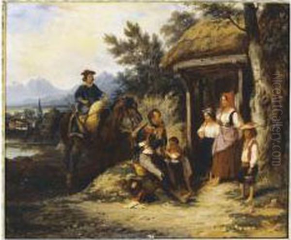 Le Repos Du Soldat Oil Painting by Joseph-Louis Hippolyte Bellange