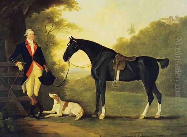 Officer of the Royal Horse Guards With His Charger and Dog, 1776 Oil Painting by John Best