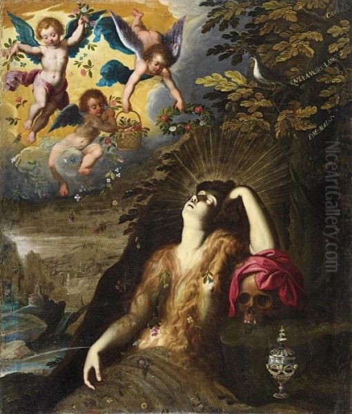 Die Hl. Maria Magdalena Mit Engeln Oil Painting by Jacques Bellange