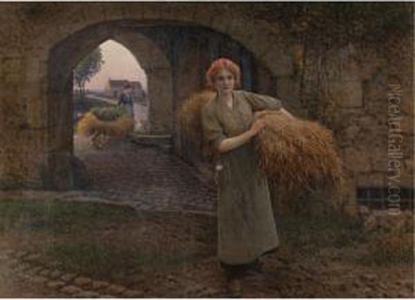 Carrying The Sheaves Oil Painting by Camille Bellanger