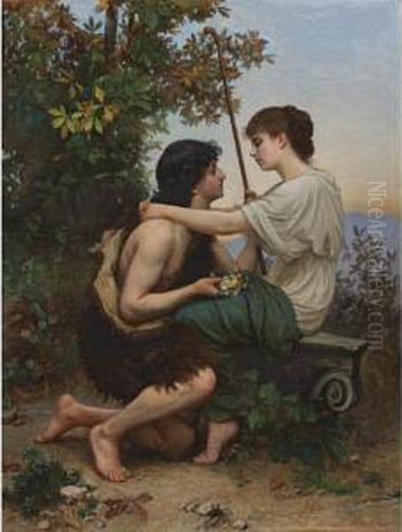 Daphnis And Chloe Oil Painting by Camille Bellanger