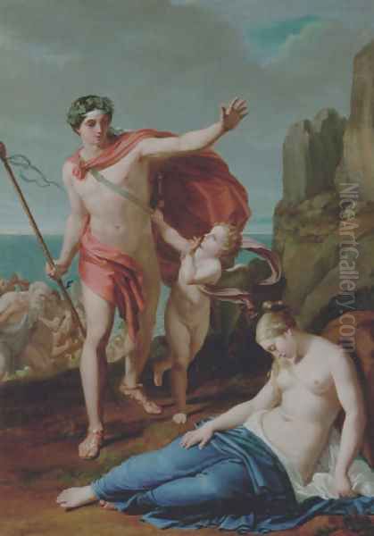 Allegorik sceneri med lystigt selskab med Bacchus i spidsen, der gar i land, 1819 Oil Painting by Pietro Benvenuti