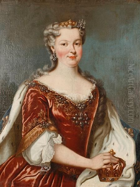 Portrait Of Queen Maria Leszczynska Oil Painting by Alexis Simon Belle