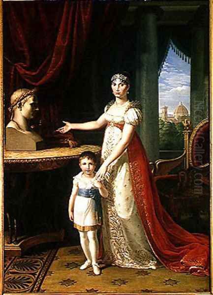 Elisa Bonaparte Oil Painting by Pietro Benvenuti