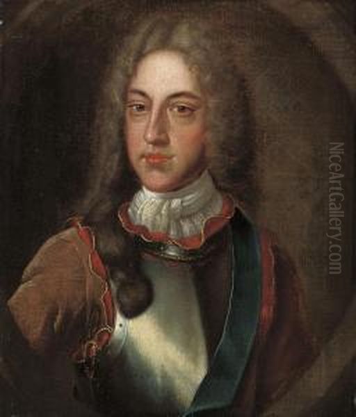 Portrait Of James Francis Edward
 Stuart, The Old Pretender,half-length, In A Buff Coat And Breastplate Oil Painting by Alexis Simon Belle