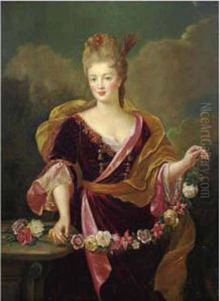 Portrait Of Adrienne Lecouvreur Oil Painting by Alexis Simon Belle