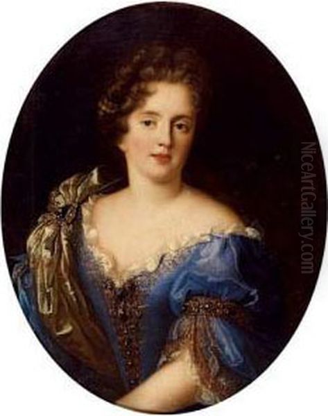 Portrait En Buste Presume D'isabelle Angelique De Montmorency,duchesse De Chatillon Oil Painting by Alexis Simon Belle