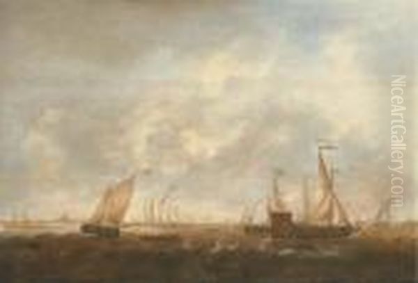 The Zeeland Fleet On The Merwede, Dordrecht In The Distance Oil Painting by Jacob Adriaensz. Bellevois