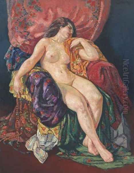 A seated nude 1913 Oil Painting by Harry Bloomfield