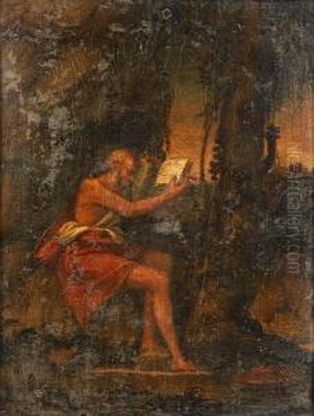 Saint Jerome In The Wilderness Oil Painting by Giovanni Bellini