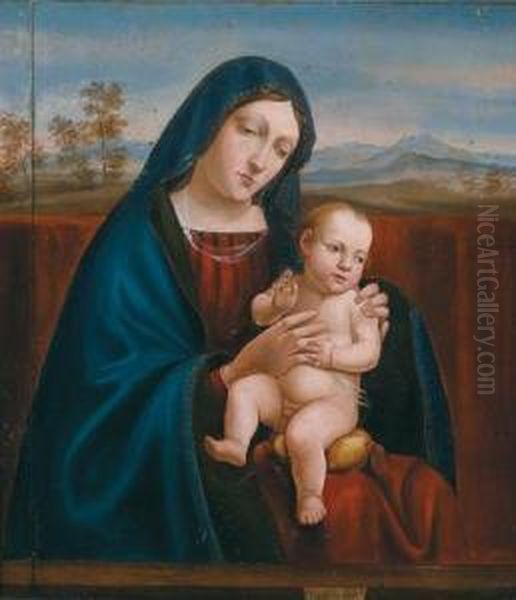 Madonna Con Bambino Con Paesaggio Sullo Sfondo Oil Painting by Giovanni Bellini