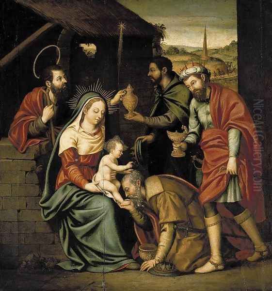 The Adoration of the Magi 1570s Oil Painting by Fray Nicolas BORRAS