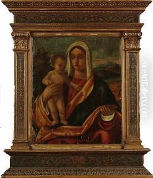 The Madonna And Child In A Landscape Oil Painting by Giovanni Bellini