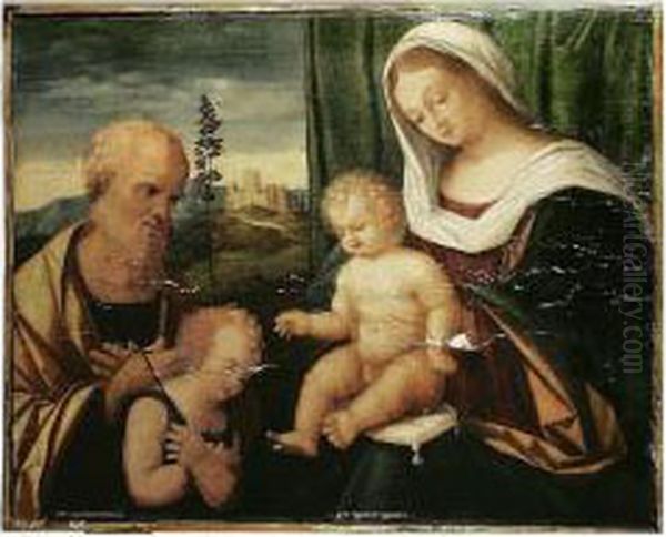 The Holy Family With The Infant Saint John The Baptist Oil Painting by Giovanni Bellini