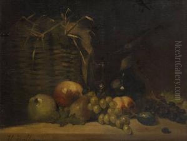 Naturemorte Aux Fruits Et A La Oil Painting by Hubert Bellis