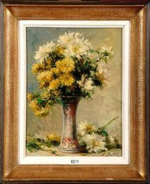 Vase De Fleurs Oil Painting by Hubert Bellis