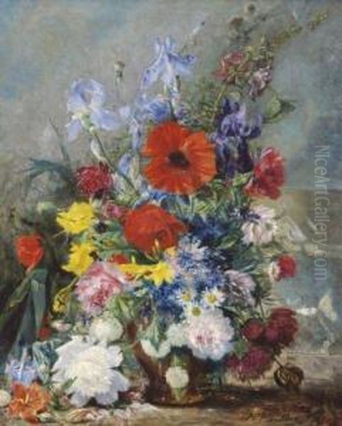 Bouquet De Fleurs Oil Painting by Hubert Bellis