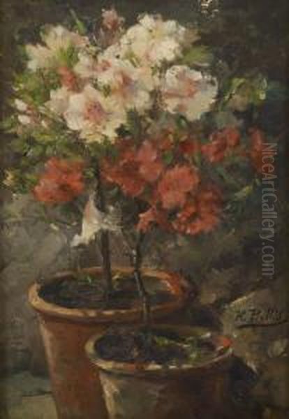 Les Azalees En Fleurs Oil Painting by Hubert Bellis