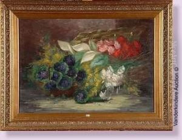 Paniers De Fleurs Oil Painting by Hubert Bellis