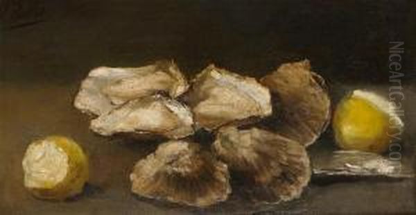 Still Life With Oysters Oil Painting by Hubert Bellis