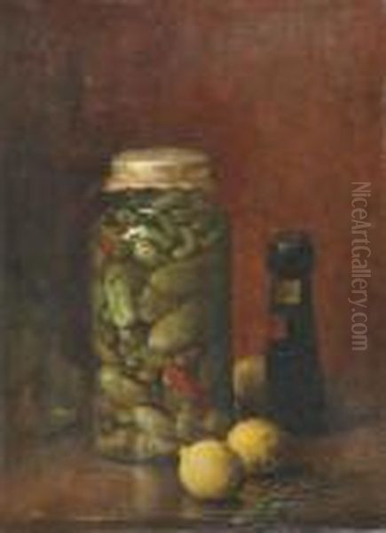 Still Life With Gherkins And Lemons Oil Painting by Hubert Bellis