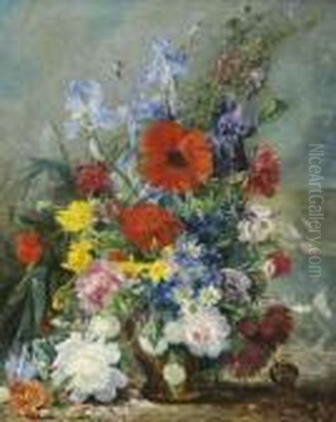 Fleurs Oil Painting by Hubert Bellis