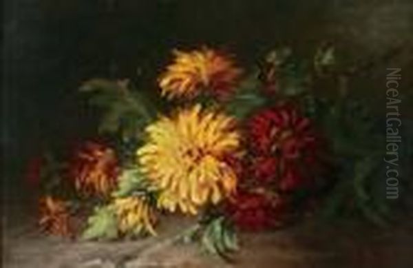 Dahlia's Oil Painting by Hubert Bellis