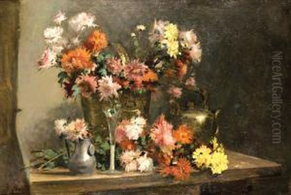 Nature Morte De Fleurs Oil Painting by Hubert Bellis