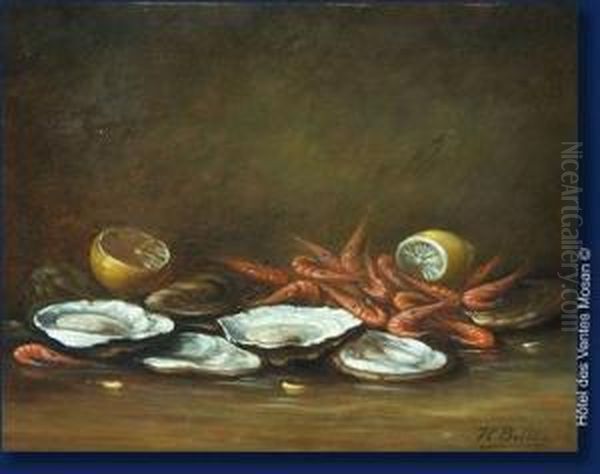 Nature Morte Aux Fruits De Mer Oil Painting by Hubert Bellis