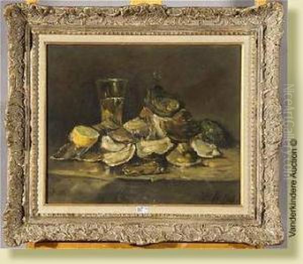 Nature Morte Aux Huitres Et Au Citron Oil Painting by Hubert Bellis