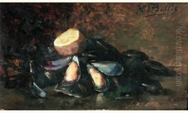 Nature Morte Aux Moules Et Au Citron Oil Painting by Hubert Bellis