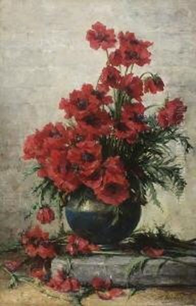 Mohnblumenstraus. Oil Painting by Hubert Bellis