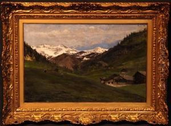 Paesaggio Montano Con Cascine Oil Painting by Giorgio Belloni