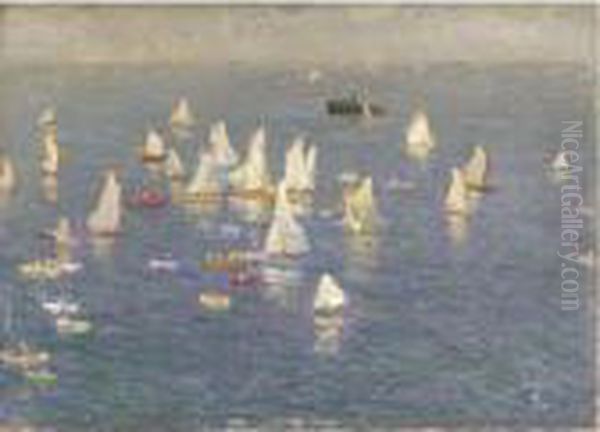 Preparativi Per La Regata Oil Painting by Giorgio Belloni