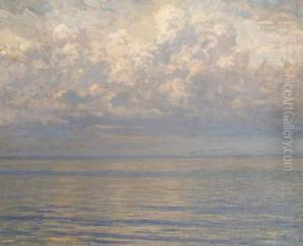 Marina: Dusk On A Calm Sea Oil Painting by Giorgio Belloni