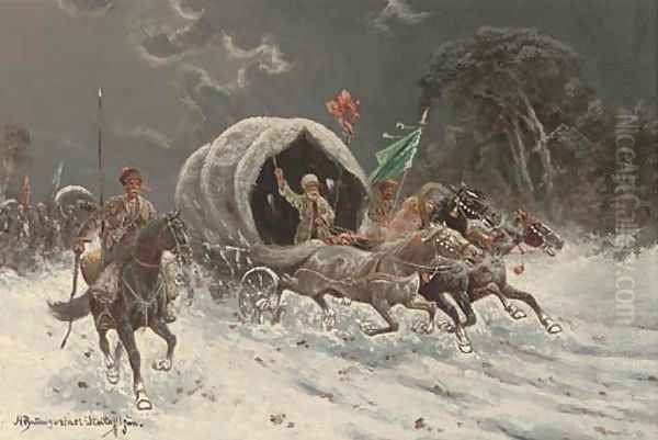 The Siberian gold convoy Oil Painting by Adolf Baumgartner-Stoiloff