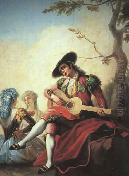 Boy with Guitar 1786 Oil Painting by Ramon Bayeu Y Subias