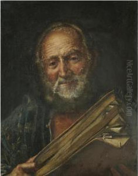 A Bearded Man Holding A Book Oil Painting by Pietro Bellotti