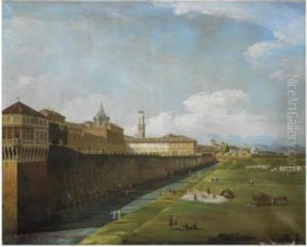 Turin, A View Of The Palazzo Reale Oil Painting by Bernardo Bellotto