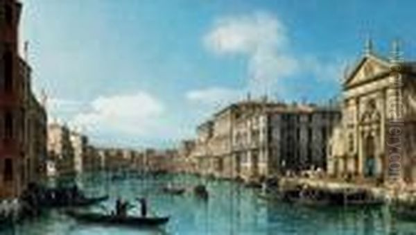 The Grand Canal At The Church Of San Stae, Venice Oil Painting by Bernardo Bellotto