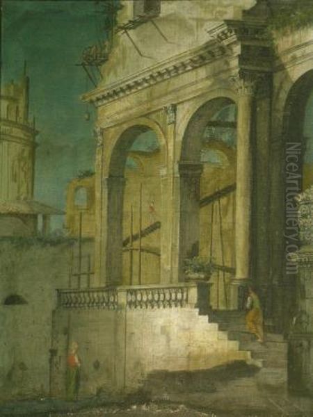 Architectural Capriccios Oil Painting by Bernardo Bellotto