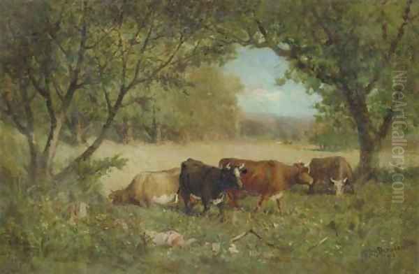 Cows in a Pasture Oil Painting by Edward Mitchell Bannister