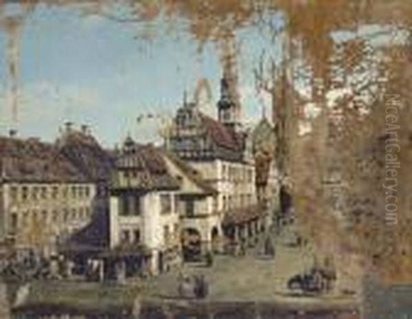 The Market Square In Pirna Oil Painting by Bernardo Bellotto