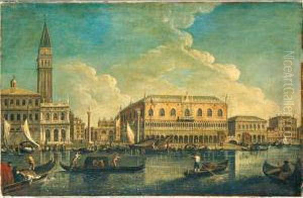 Veduta Del Bacino Di San Marco, Con La Piazzetta Ed Il Palazzo Ducale Oil Painting by Bernardo Bellotto